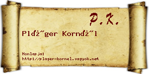 Pláger Kornél névjegykártya